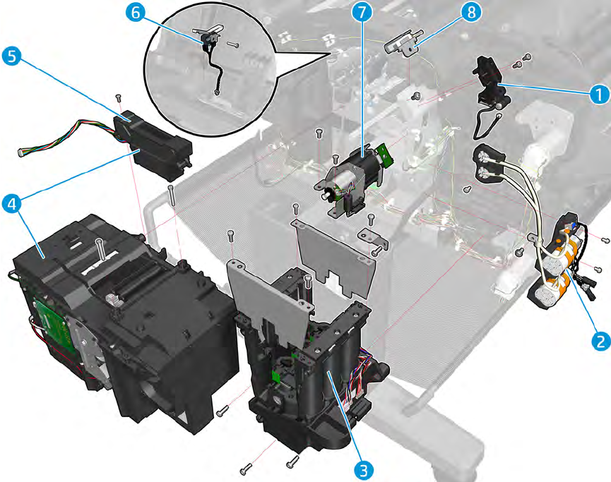 Service station with drop detector - For the HP DesignJet T920, T930, T1500, T1530, T1600, T2500, T2530, T2600, T3500, T7200 Series (CR357-67025) - New