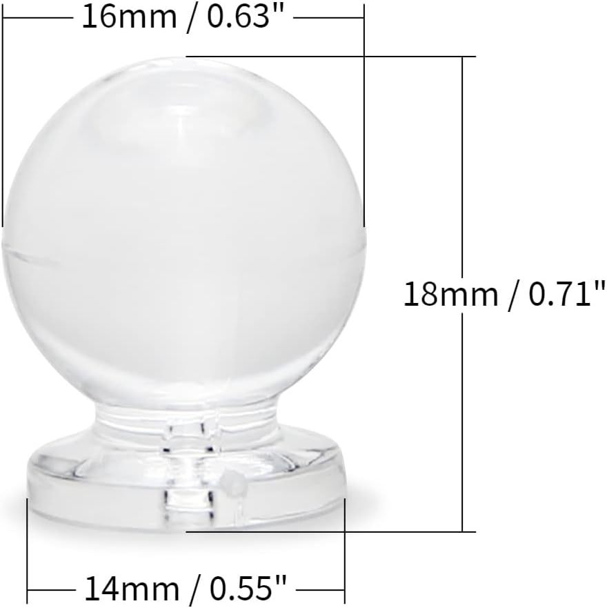 6 x 15mm Tiny Pull Handle Round Acrylic Knob Mini Shiny Knob Cute Decoration for Jewelry Box, Gift Case and Makeup Box