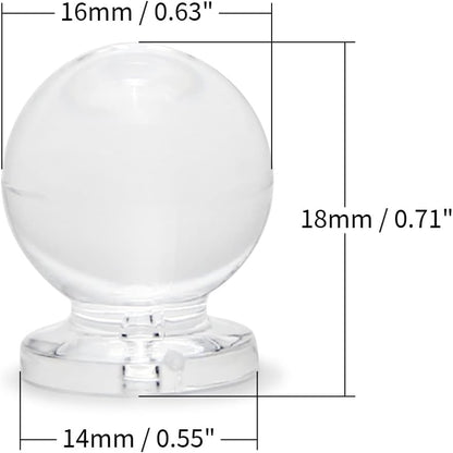 6 x 15mm Tiny Pull Handle Round Acrylic Knob Mini Shiny Knob Cute Decoration for Jewelry Box, Gift Case and Makeup Box