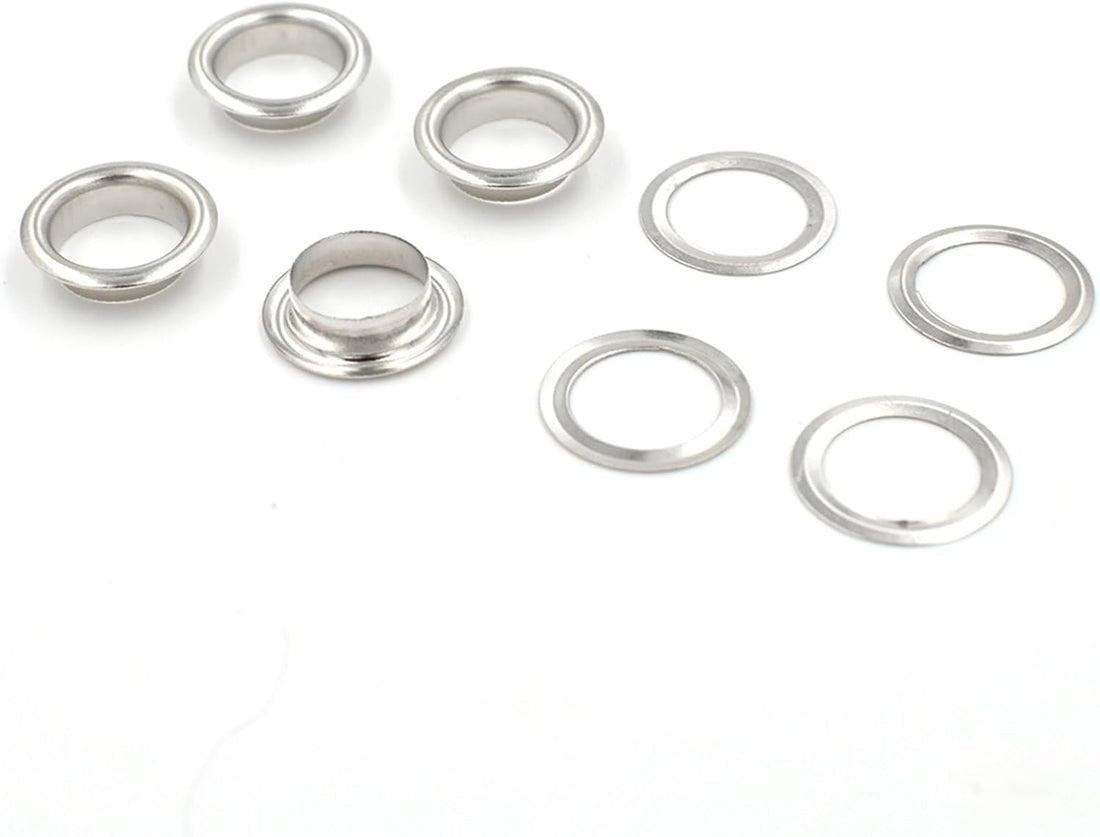Metal Eyelet with Washer (12mm) For Leather Craft Clothes Sewing Clothing Belt Bulk Accessories - 1000 Set (Silver or Gold)