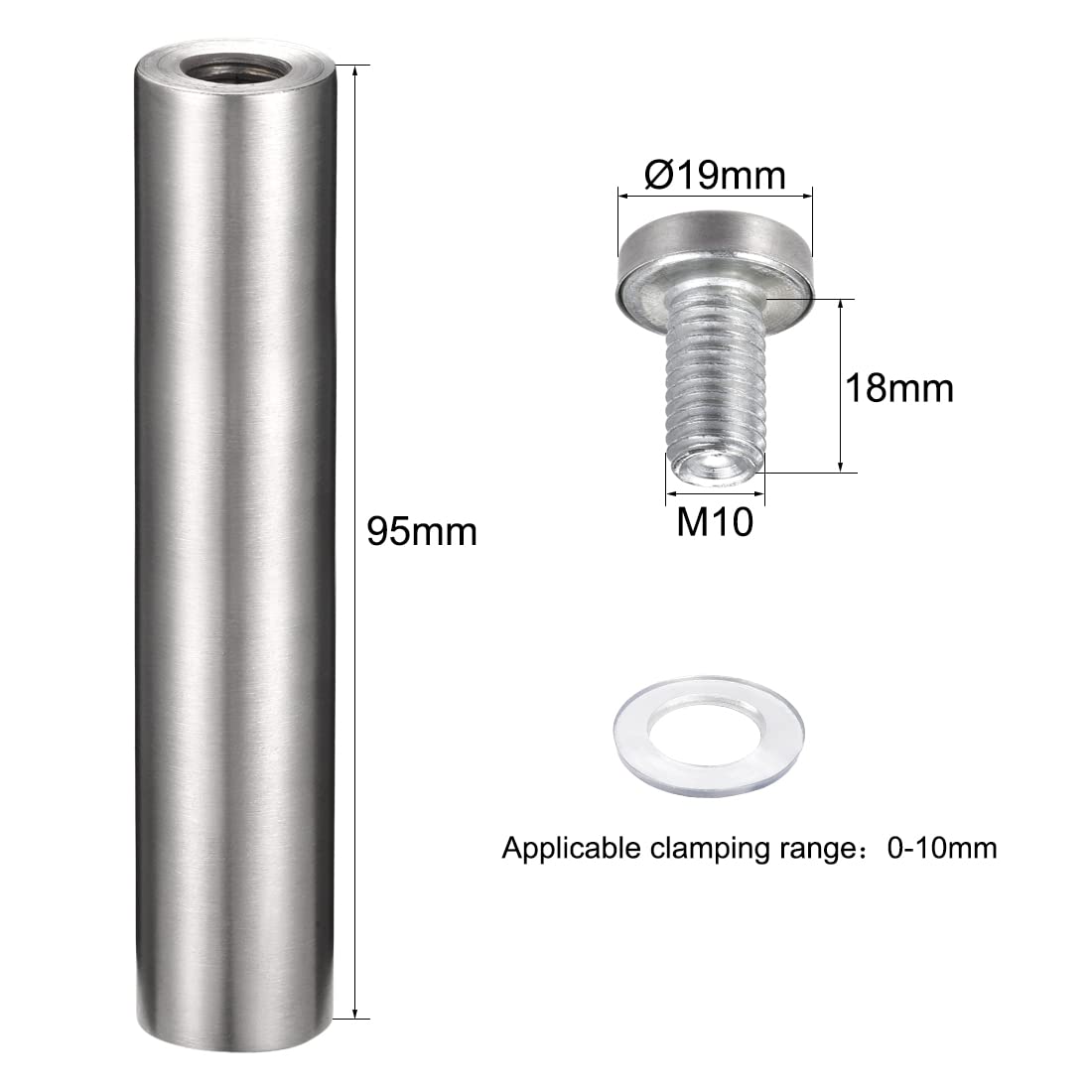 Wall Mount Acrylic Sign Standoff Screws Holders Glass Nails - 10pcs (19x100mm)