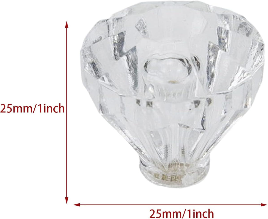 16 x 25mm Crystal Clear Acrylic Dresser Knobs Diamond-Shaped Drawer Knobs Pulls Handles Wardrobe Kitchen Pull Furniture Hardware