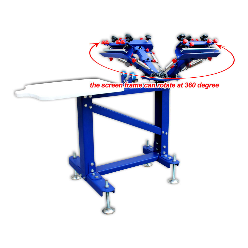 Micro-adjust 4 Color 1 Station Screen Printing Printer Rotary Frame &amp; Metal Stand