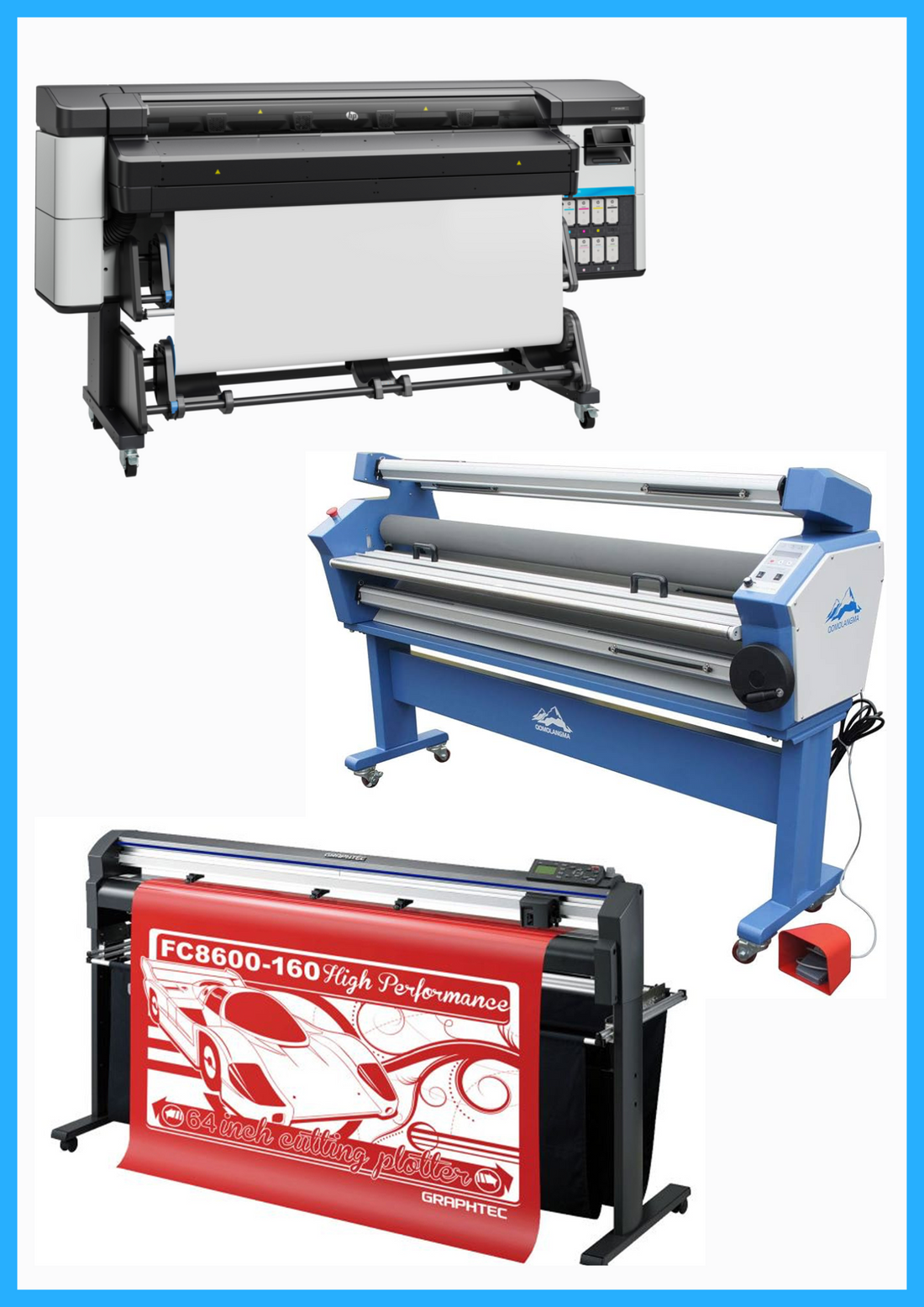 ON SALE - COMPLETE SOLUTION - HP Latex 630 64&quot; Printer - New + 64&quot; Graphtec FC8600-160 High Performance Vinyl Cutting Plotter - Refurbished (1 Year Warranty) + 55&quot; Full-Auto Wide Format Cold Laminator with Heat Assisted - New