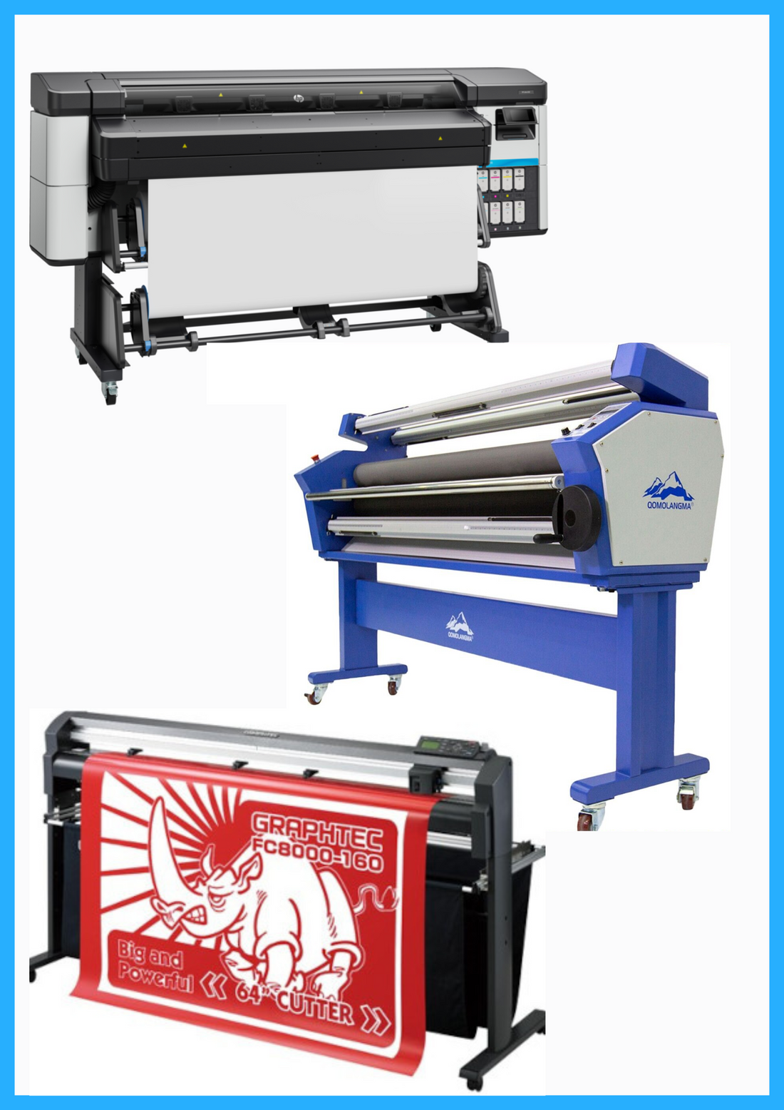 ON SALE - COMPLETE SOLUTION - HP Latex 630 64&quot; Printer - New + 64&quot; Graphtec FC8000-160 Vinyl Cutting Plotter - Refurbished (1 Year Warranty) + 63&quot; Full-auto Low Temp. Wide Format Cold Laminator, with Heat Assisted - New