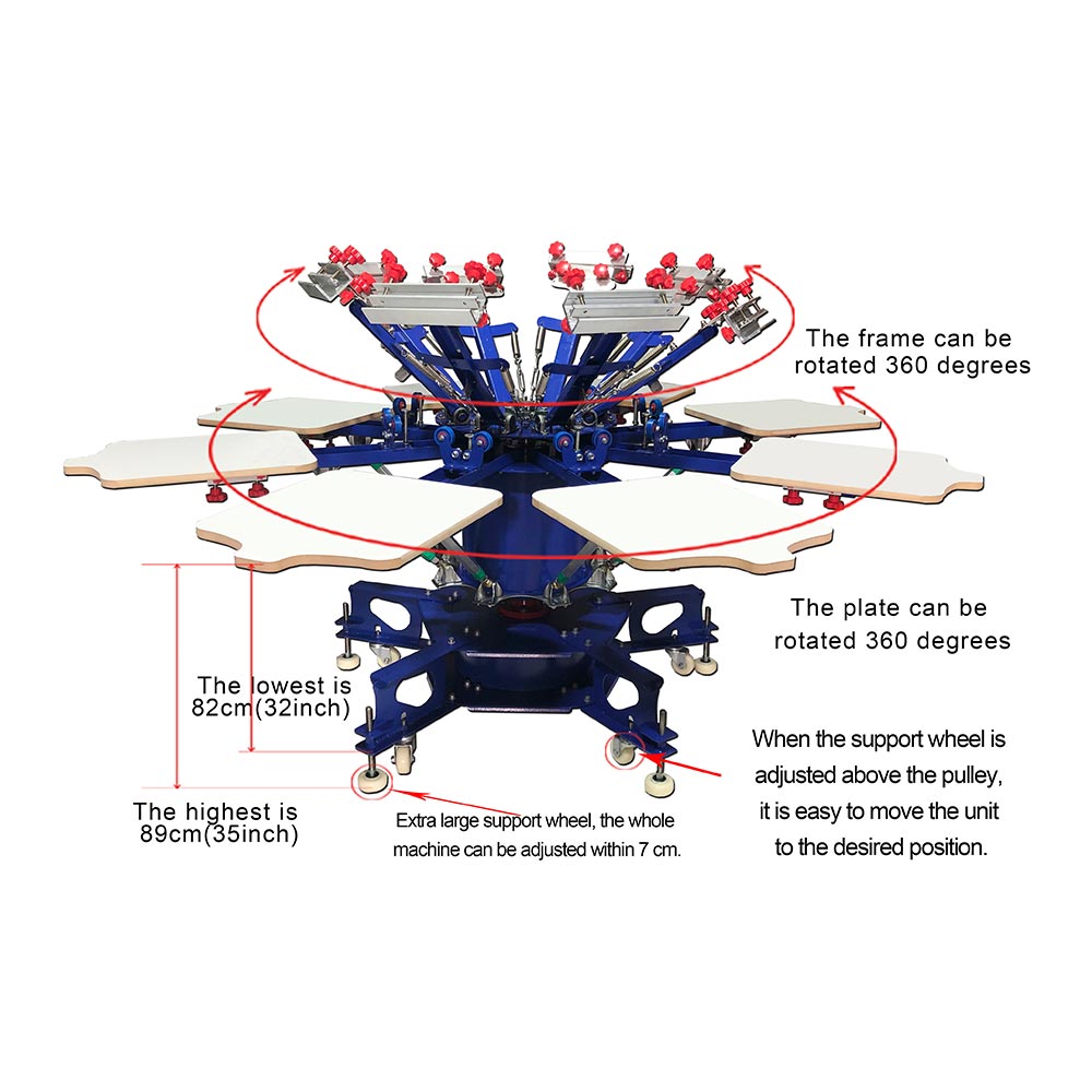 8 Color 8 Station Floor Type Micro-registration Double Wheel Overprinting Screen Printing Press