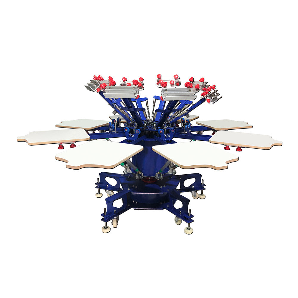 8 Color 8 Station Floor Type Micro-registration Double Wheel Overprinting Screen Printing Press