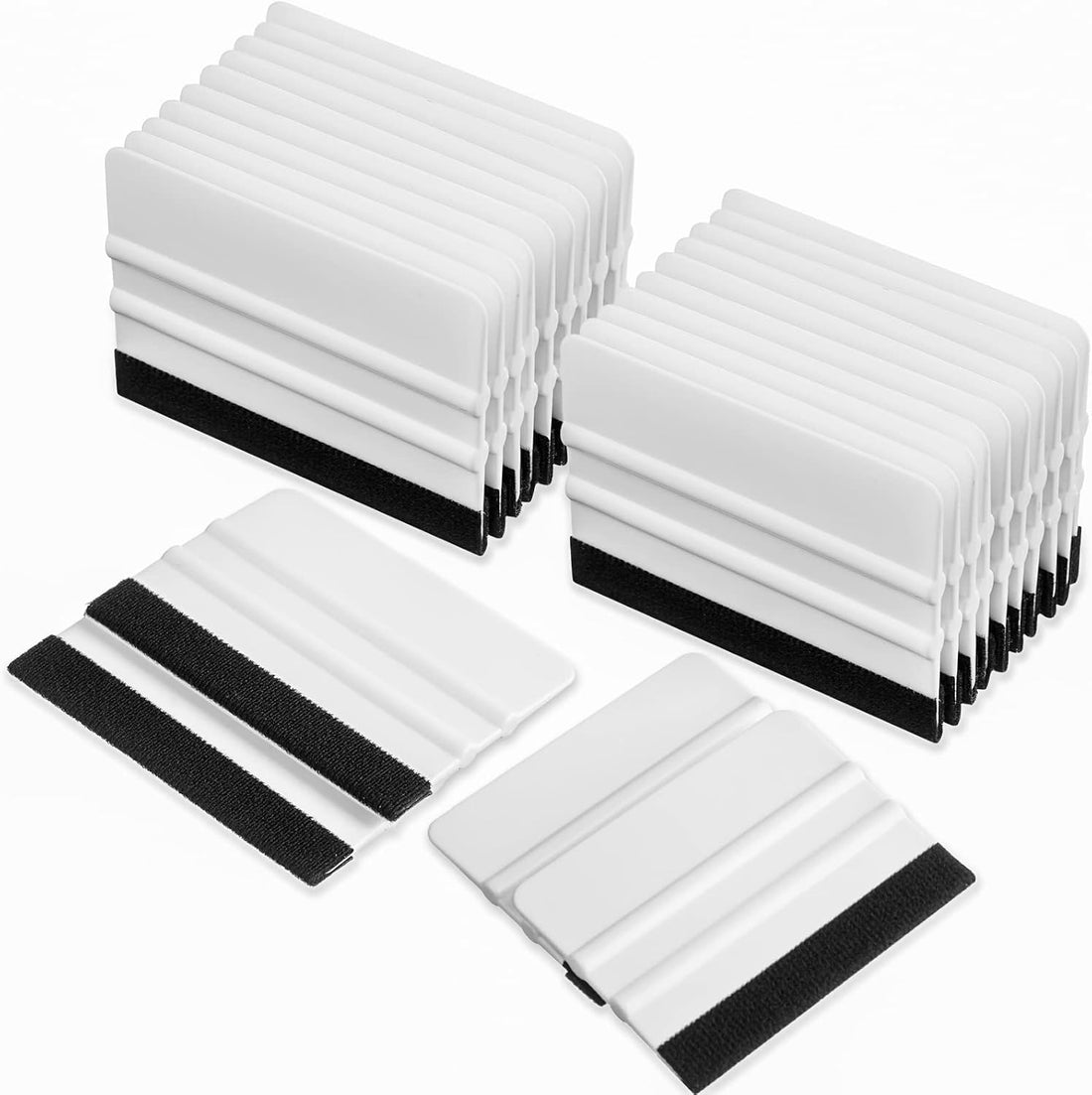 Vinyl Wrap 4inch Felt Squeegee (10.5cm x 8cm) - 24pcs (White)