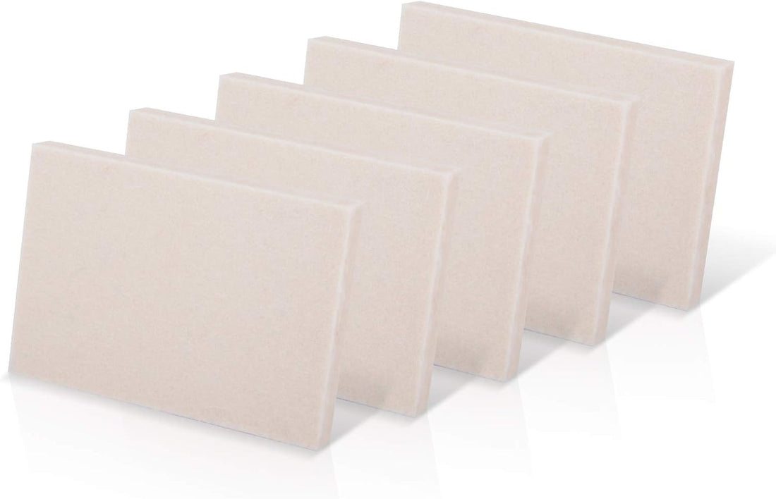 Vinyl Wrap Rectangle Wool Squeegee (10 x 7 x 1 cm) - 5pcs (White)