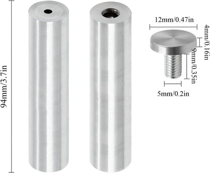 Stainless Steel Standoff Screws Wall Sign Advertising Nail for Hanging Acrylic Picture Frame (Silver) - 12pcs (1/2" x 4")