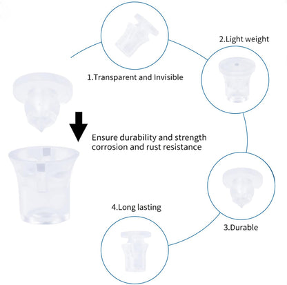 Acrylic Invisible Plastic Advertising Nails Clip-in Standoffs for Art Framing Grade (10PCS - 14 x 14mm / 20 x 20mm) - IAN05