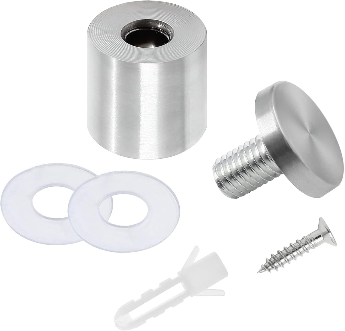 Stainless Steel Standoff Screws Wall Sign Advertising Nail for Hanging Acrylic Picture Frame (Silver) - 12pcs (1" x 1-5/8")
