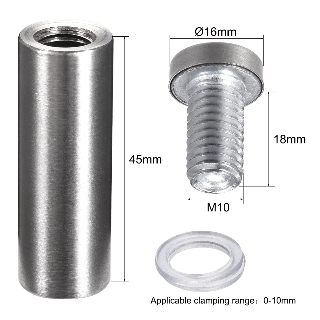 Wall Mount Acrylic Sign Standoff Screws Holders Glass Nails - 10pcs (16x50mm)