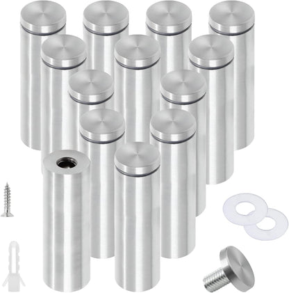 Stainless Steel Standoff Screws Wall Sign Advertising Nail for Hanging Acrylic Picture Frame (Silver) - 12pcs (3/4" x 3.15")