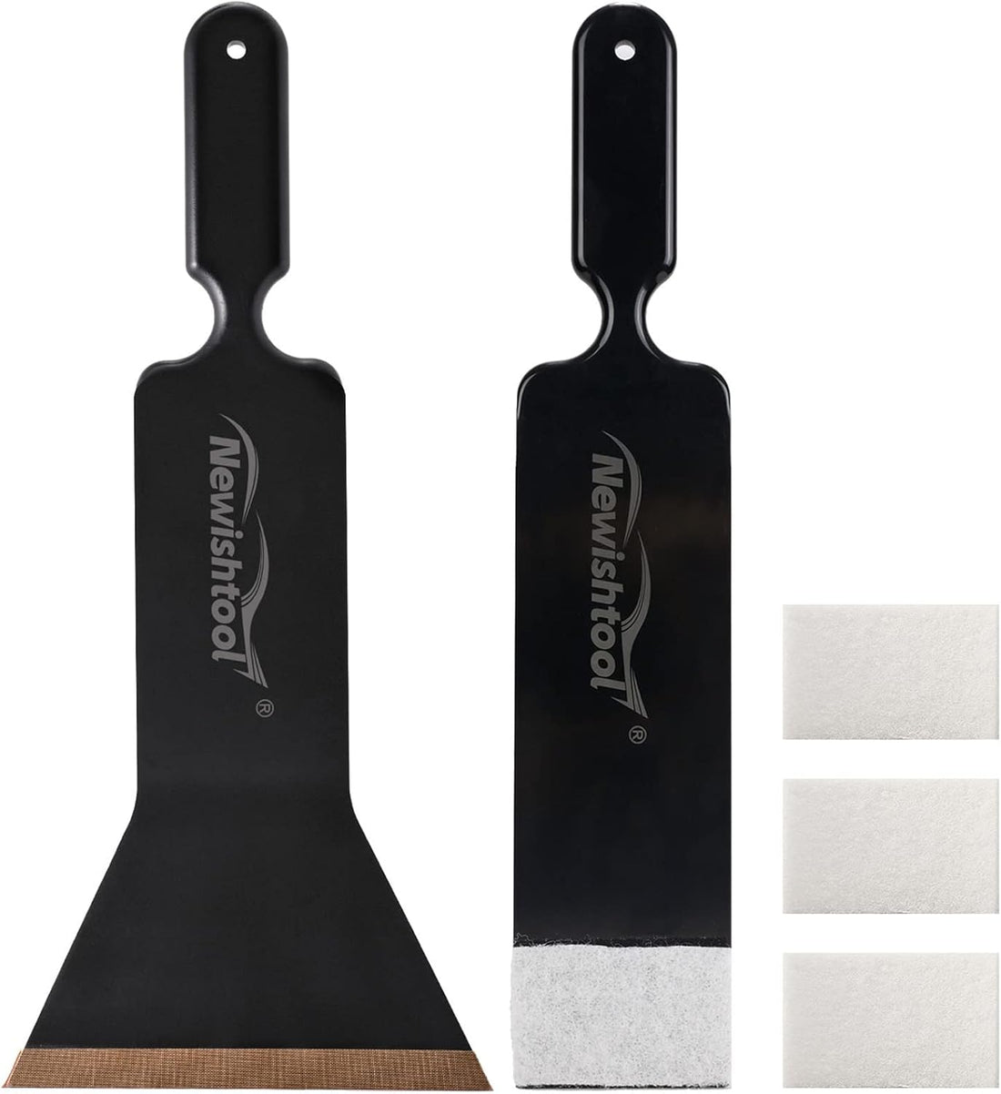 Tint Tools Bulldozer Squeegee Kit, Black Bulldozer Squeegee &amp; Scrubber Paddle Scraper with Spare Scouring Pads for Windshield Cleaning Window Film Installing, Long Handle Tint Tools