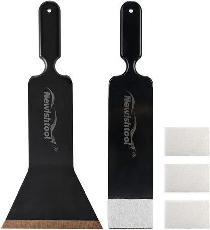 Tint Tools Bulldozer Squeegee Kit, Black Bulldozer Squeegee &amp; Scrubber Paddle Scraper with Spare Scouring Pads for Windshield Cleaning Window Film Installing, Long Handle Tint Tools