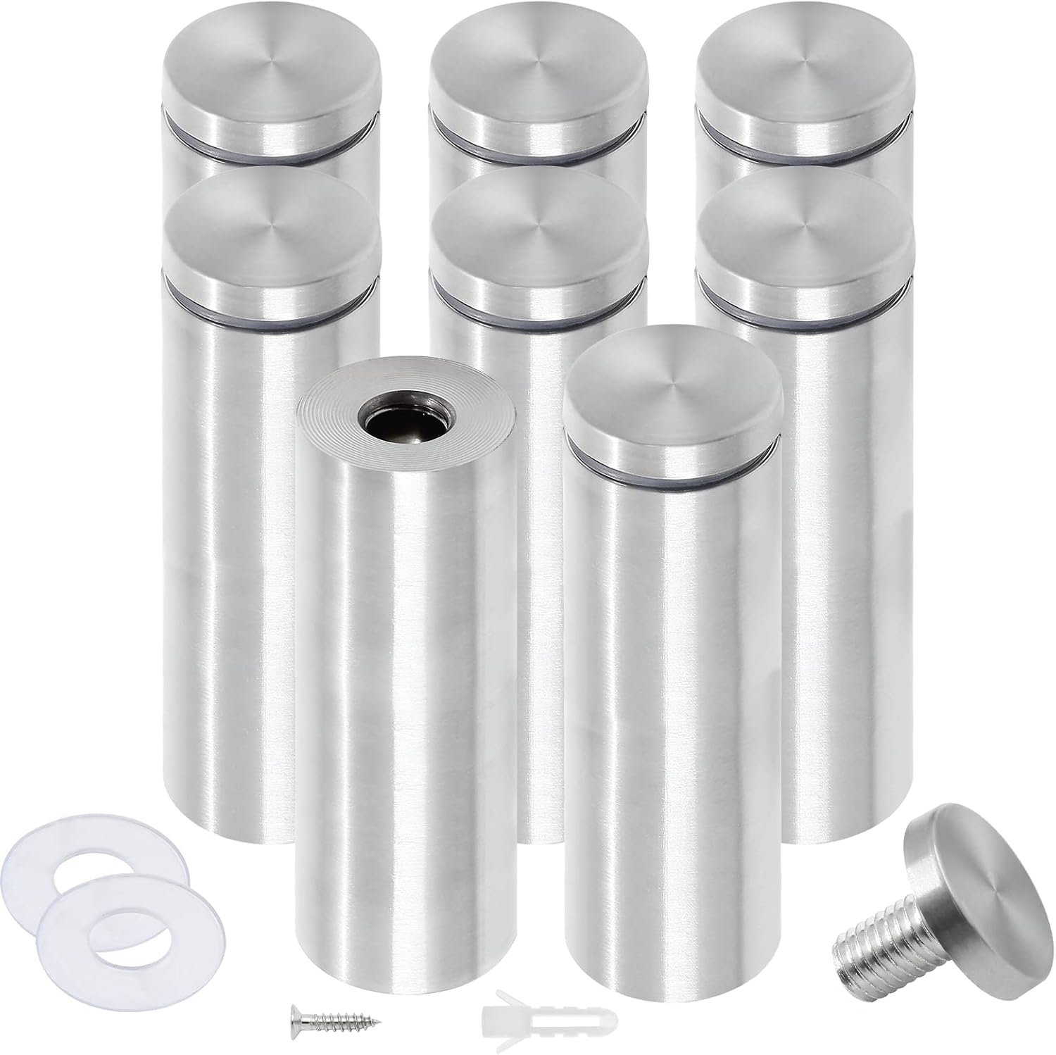 Stainless Steel Standoff Screws Wall Sign Advertising Nail for Hanging Acrylic Picture Frame (Silver) - 12pcs (2" x 4")