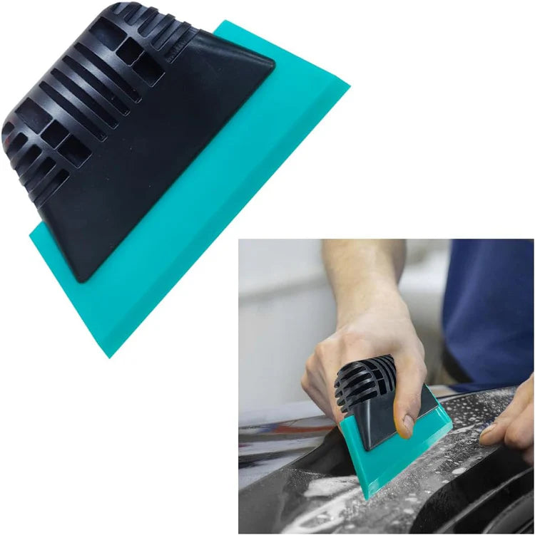 Small Rubber Squeegee, Non-Slip Handle Tint Squeegee for Window Cleaning, Shower Glass Door, Car Windshield - 13 x 8cm (Blue - Soft, Orange-Medium or Black-Hard)