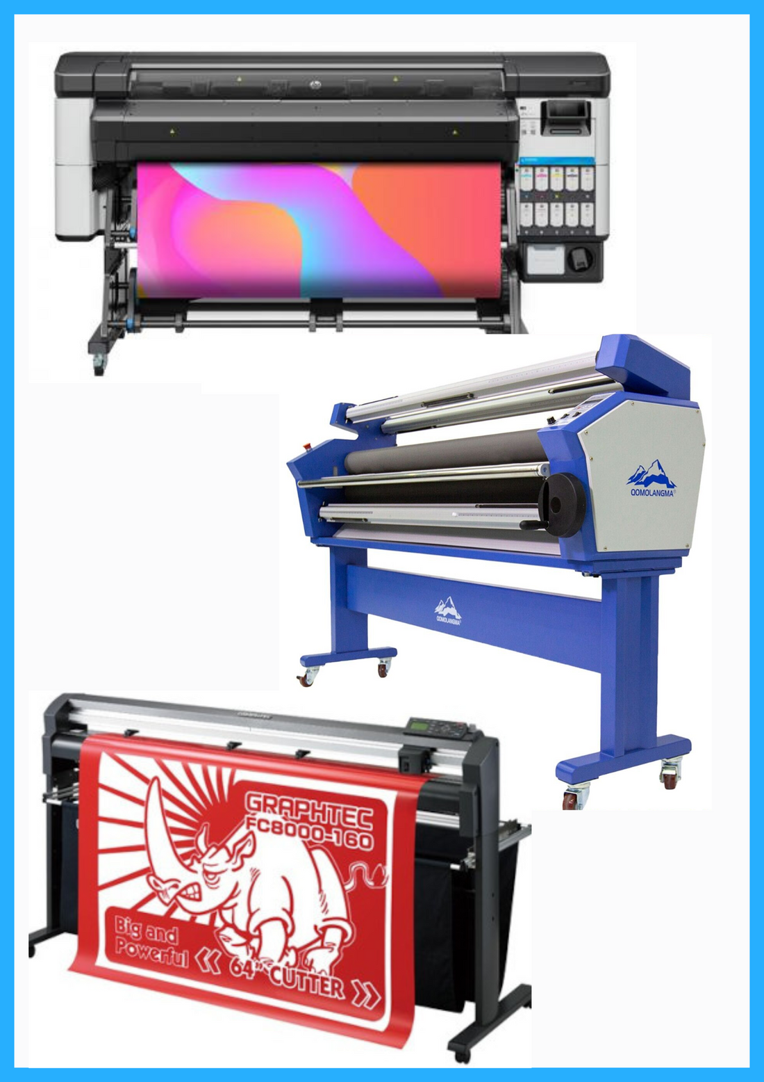 ON SALE - COMPLETE SOLUTION - HP Latex 630 W 64&quot; Printer  - New + 64&quot; Graphtec FC8000-160 Vinyl Cutting Plotter - Refurbished (1 Year Warranty) + 63&quot; Full-auto Low Temp. Wide Format Cold Laminator, with Heat Assisted - New