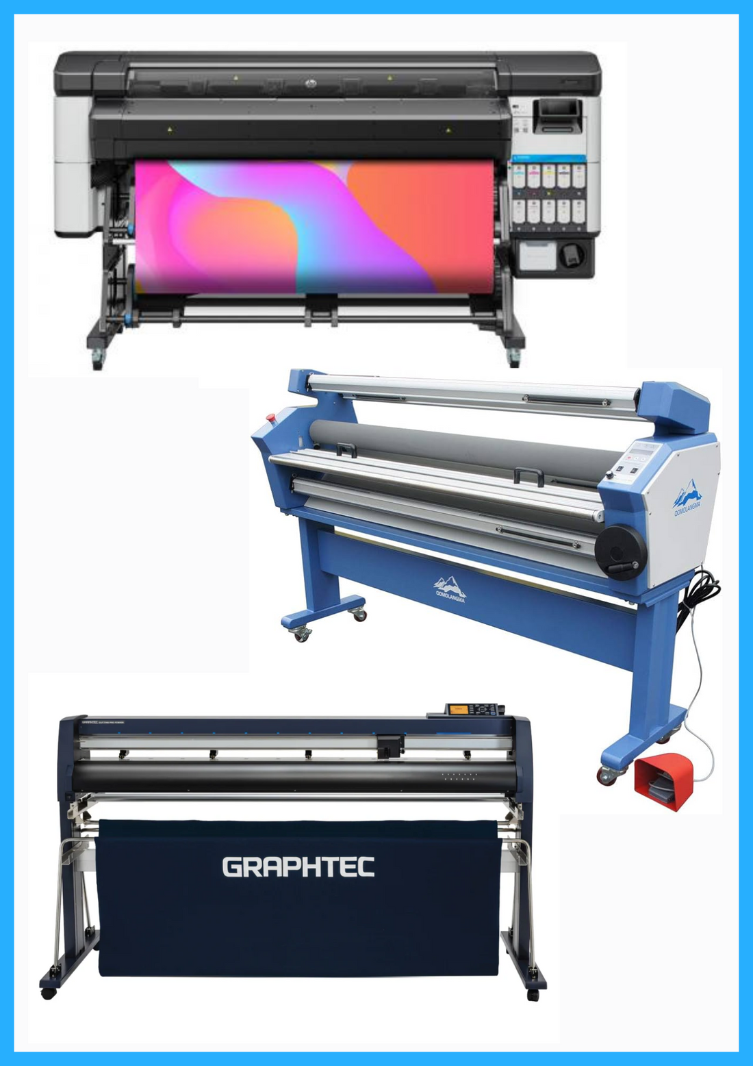 ON SALE - COMPLETE SOLUTION - HP Latex 630 W 64&quot; Printer - New + 64&quot; Graphtec FC9000-160 Wide Cutter - Refurbished (1 Year Warranty) + 55&quot; Full-Auto Wide Format Cold Laminator with Heat Assisted - New