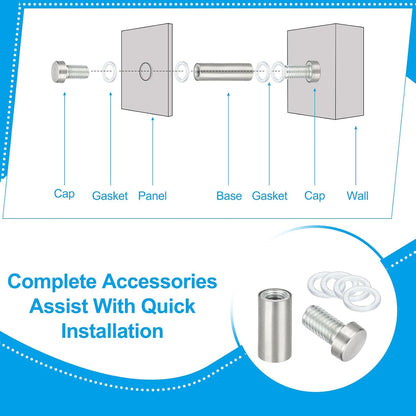 Wall Mount Acrylic Double Head Standoff Screws - 8pcs (1/2" x 3.1")