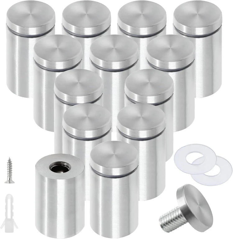 Stainless Steel Standoff Screws Wall Sign Advertising Nail for Hanging Acrylic Picture Frame (Silver) - 12pcs (1/2" x 2")