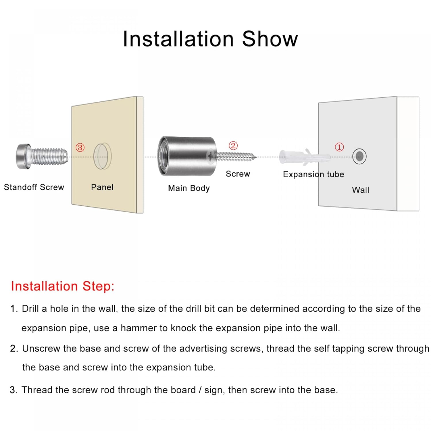 Wall Mount Acrylic Sign Standoff Screws Holders Glass Nails - 10pcs (19x80mm)
