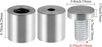 Stainless Steel Standoff Screws Wall Sign Advertising Nail for Hanging Acrylic Picture Frame (Silver) - 12pcs (3/4" x 1.18")