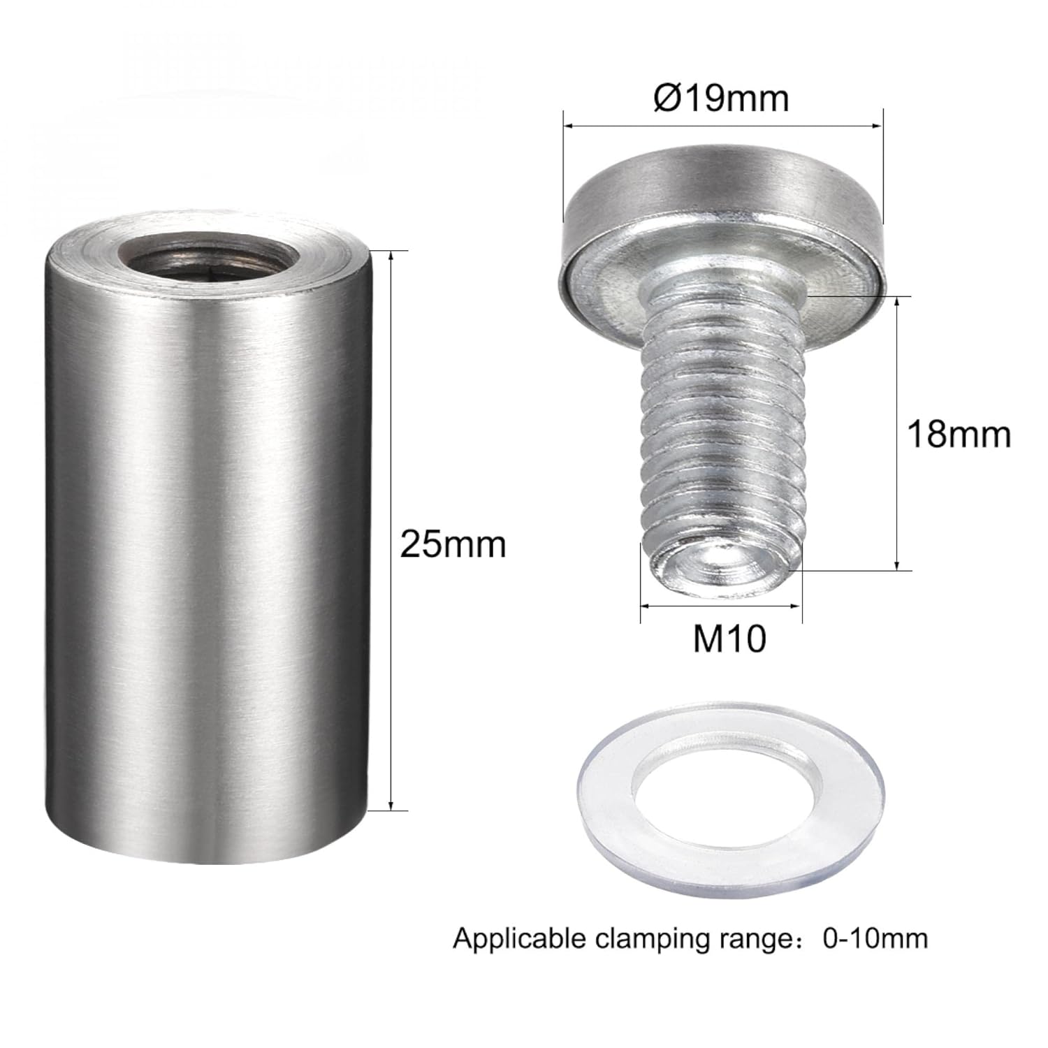 Wall Mount Acrylic Sign Standoff Screws Holders Glass Nails - 10pcs (19x80mm)