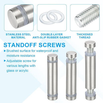 Wall Mount Acrylic Double Head Standoff Screws - 8pcs (1/2" x 3.1")