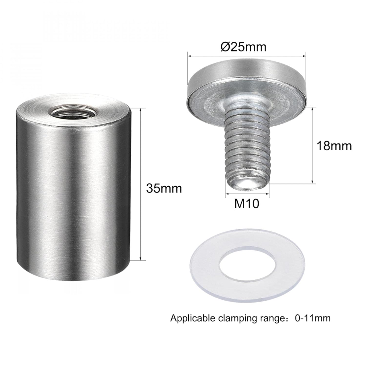Wall Mount Acrylic Sign Standoff Screws Holders Glass Nails - 10pcs (25x40mm)