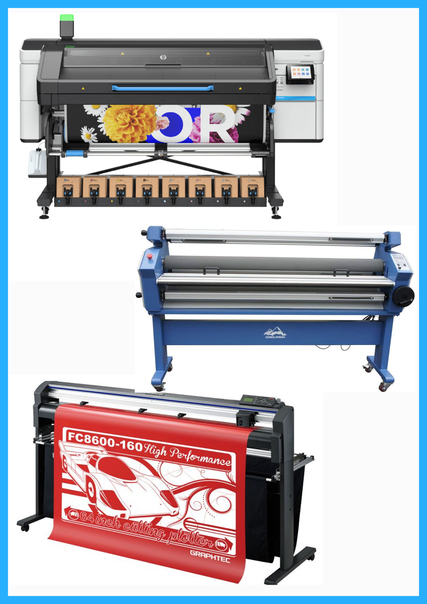 ON SALE - COMPLETE SOLUTION - HP Latex 830 64&quot; Wide Format Printer  - New + 64&quot; Graphtec FC8600-160 Vinyl Cutting Plotter - Refurbished (1 Year Warranty) + 55&quot; Full-Auto Wide Format Cold Laminator with Heat Assisted - New