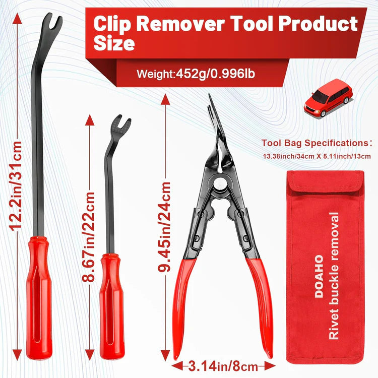 Rivet Buckle Removal Tool Auto Clip Pliers Set and Fastener Remover, Car Trim Rivet Removal Pry Tool Repair Kit with Storage Bag for Automotive Door Panel - 3pcs
