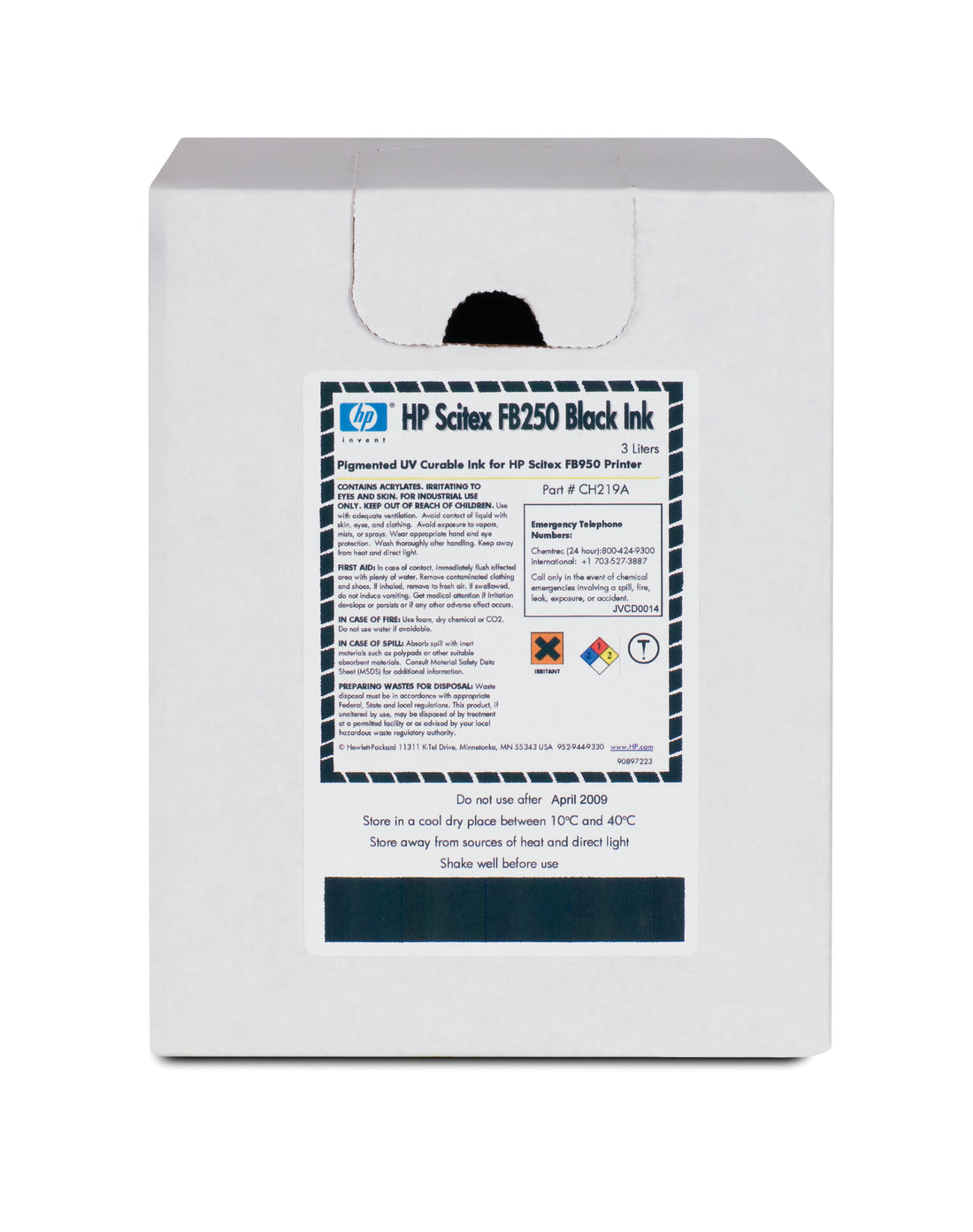 HP Scitex FB250 Back Ink for HP Scitex FB500/FB700 Printer (3 Liter Cartridge) - CH219A