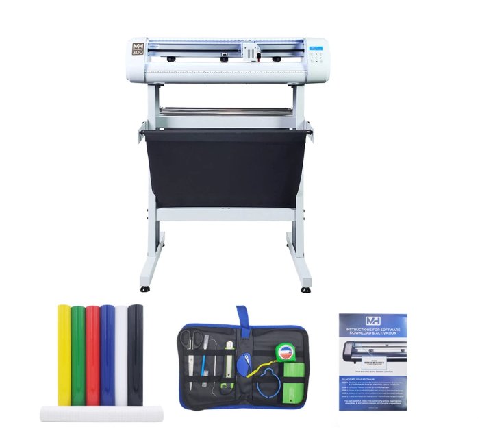 28" Vinyl Cutter Machine with ARMS Contour Cutting &amp; Barcode Job Management (Craft White Starter Bundle) - MH300