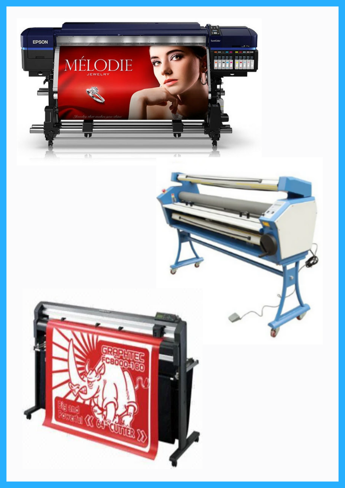ON SALE - COMPLETE SOLUTION - Epson Surecolor S80600 Production Edition 64&quot; Solvent Printer (Refurbished) + 64&quot; Graphtec FC8000-160 Vinyl Cutting Plotter (Refurbished) + Upgraded Ving 63&quot; Wide Format Cold Laminator (New)