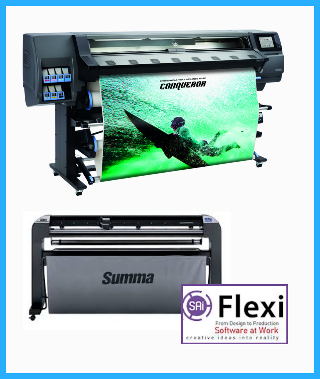 ON SALE - BUNDLE - HP Latex 365 Printer - Refurbished (90 Days, 1, 2, 3 or 4 Years Warranty) + Summa S Class 2 160 T 62&quot; Cutter w/ Service - New + Flexi RIP Software