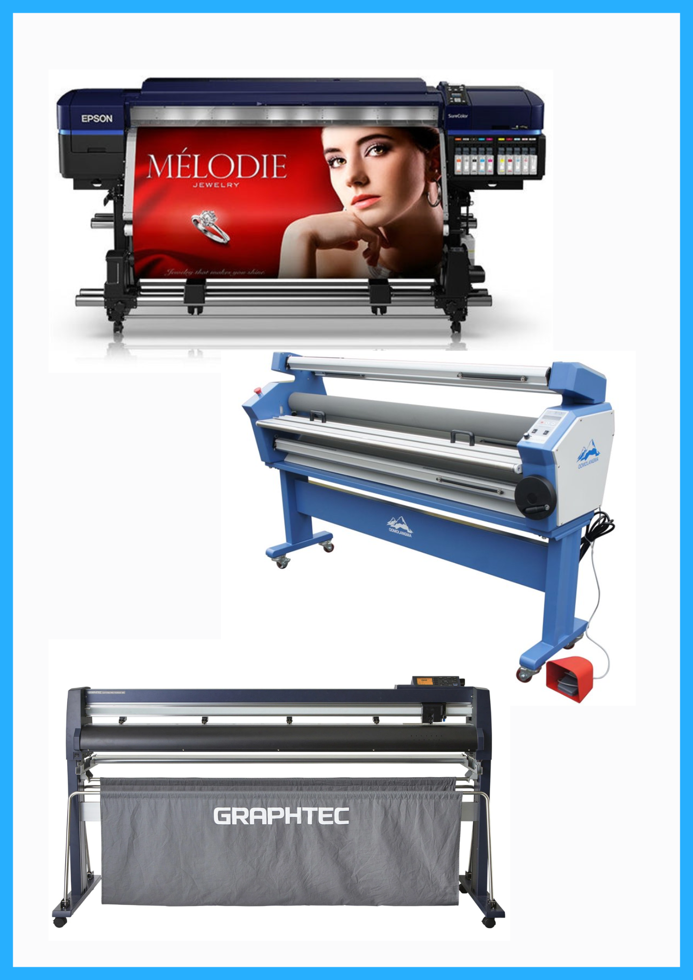 ON SALE - COMPLETE SOLUTION - Epson Surecolor S80600 Production Edition 64&quot; Solvent Printer (Refurbished) + 64&quot; Graphtec FC9000-160 Wide Cutter (New) + Upgraded Ving 63&quot; Wide Format Cold Laminator (New)