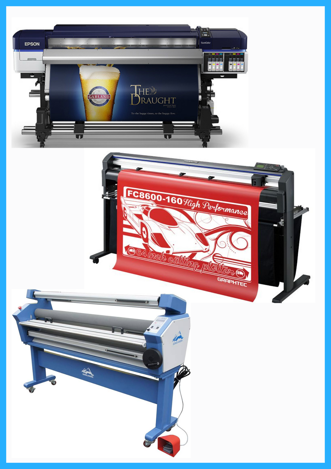 ON SALE - COMPLETE SOLUTION - Epson SureColor S60600 Production Edition Printer - Refurbished (1 Year Warranty) + 64&quot; Graphtec FC8600-160 Vinyl Cutting Plotter - Refurbished (1 Year Warranty) + 63&quot; Cold Laminator, with Heat Assisted - New