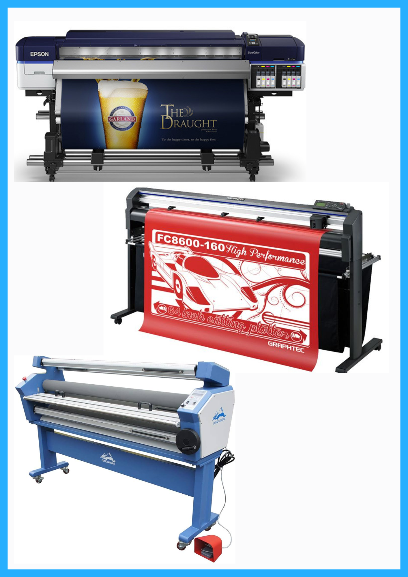 ON SALE - COMPLETE SOLUTION - Epson SureColor S60600 Production Edition Printer - Refurbished (1 Year Warranty) + 64&quot; Graphtec FC8600-160 Vinyl Cutting Plotter - Refurbished (1 Year Warranty) + 63&quot; Cold Laminator, with Heat Assisted - New