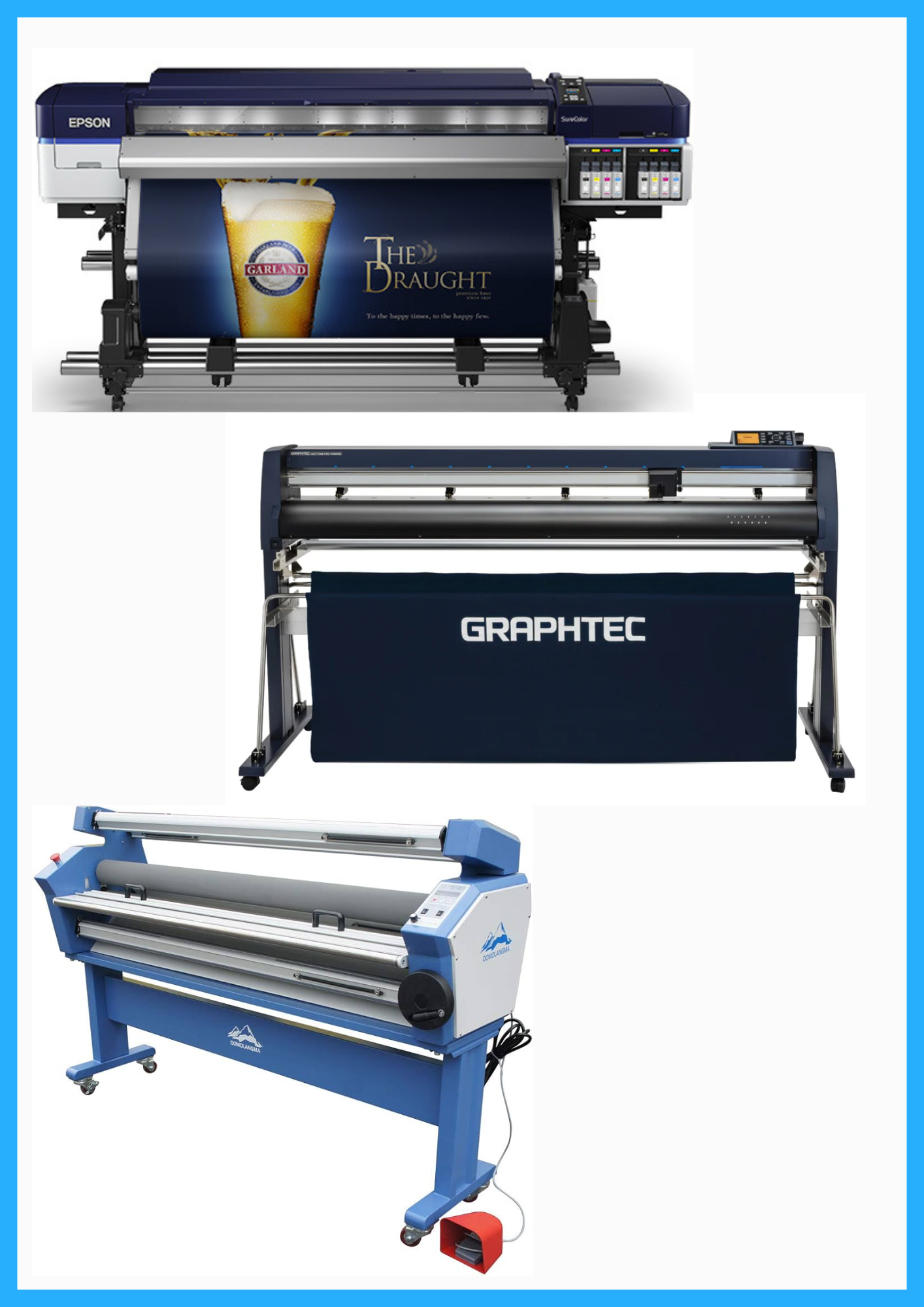 ON SALE - COMPLETE SOLUTION - Epson SureColor S60600 Production Edition Printer - Refurbished (1 Year Warranty) + 64&quot; Graphtec FC9000-160 Vinyl Cutting Plotter - Refurbished (1 Year Warranty) + 63&quot; Cold Laminator, with Heat Assisted - New