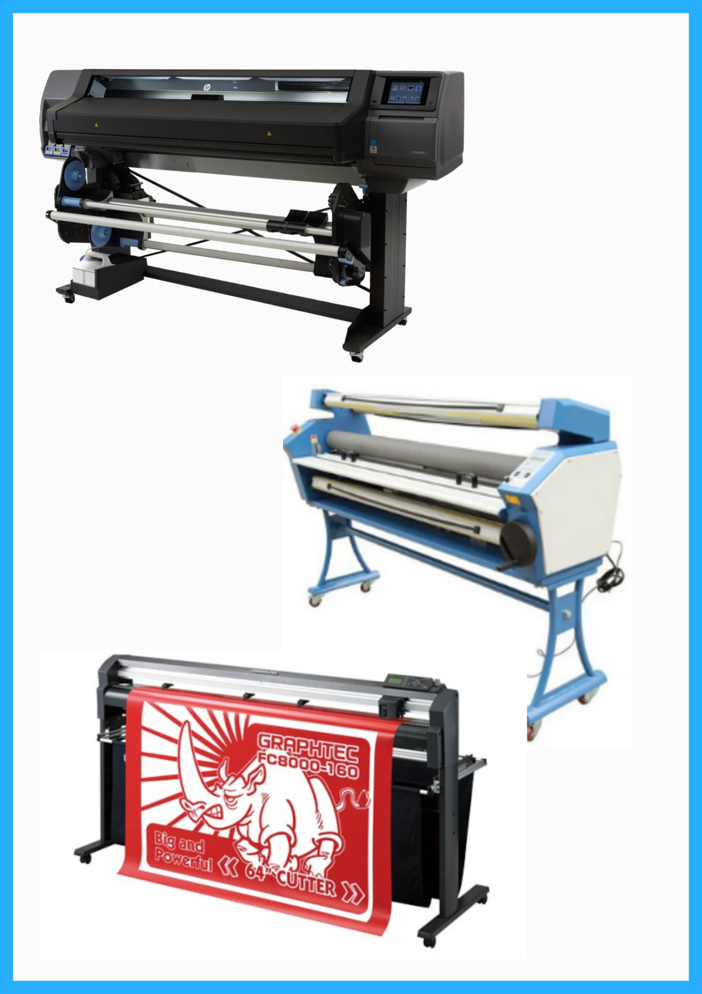 ON SALE - COMPLETE SOLUTION - HP Latex 560 64&quot; Printer - Refurbished (90 Days, 1, 2, 3 or 4 Y/Warranty) + 64&quot; Graphtec FC8000-160 Cutting Plotter - Refurbished (90 Days, 1, 2, 3 or 4 Y/Warranty) + 63&quot; Full-auto Low Temp. Wide Format Cold Laminator - New