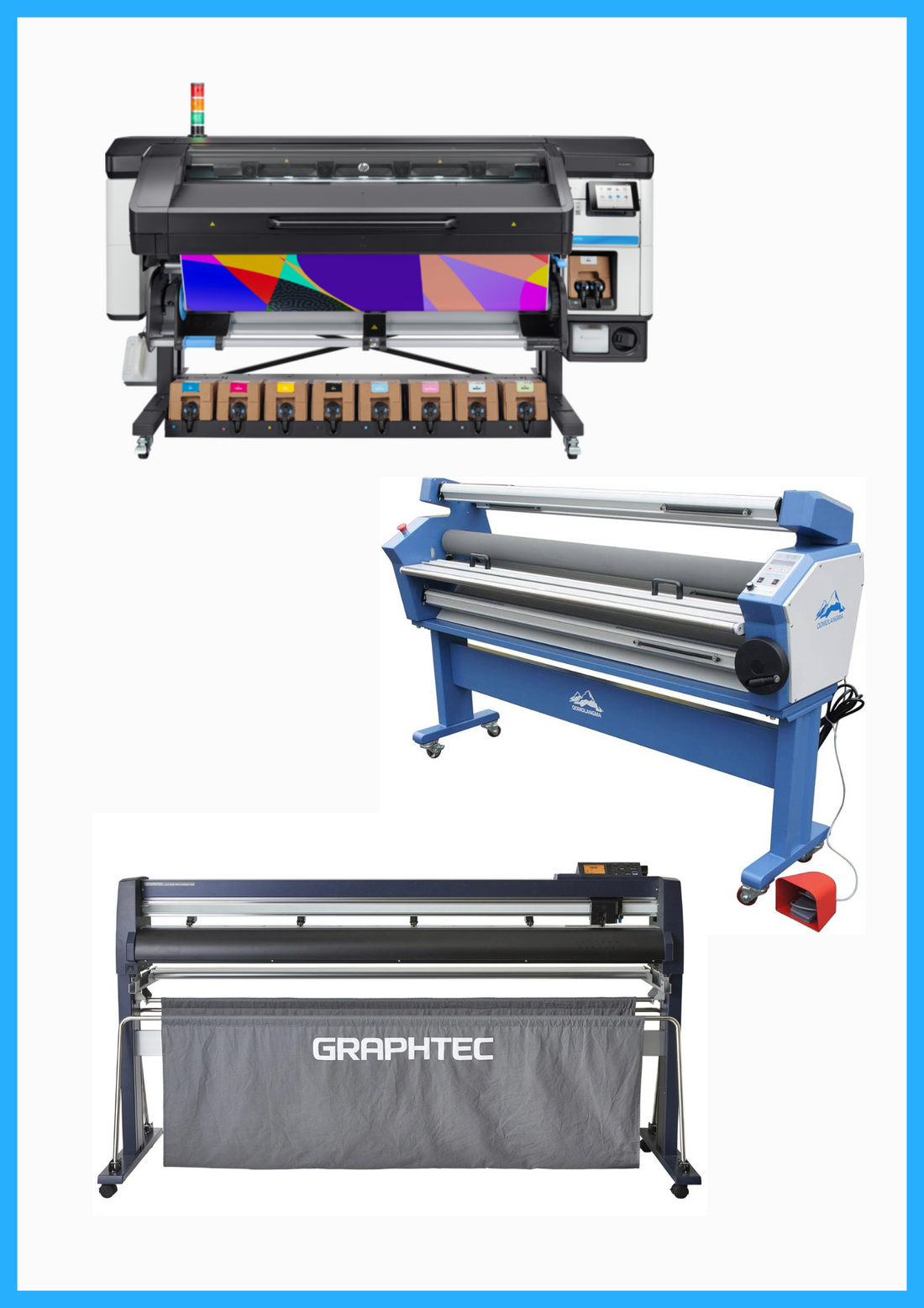 ON SALE - COMPLETE SOLUTION - HP Latex 800W 64&quot; Wide Format Printer - Refurbished (90 Days Warranty) + 64&quot; Graphtec FC9000-160 Wide Cutter - New + 63&quot; Full-auto Low Temp. Wide Format Cold Laminator - New