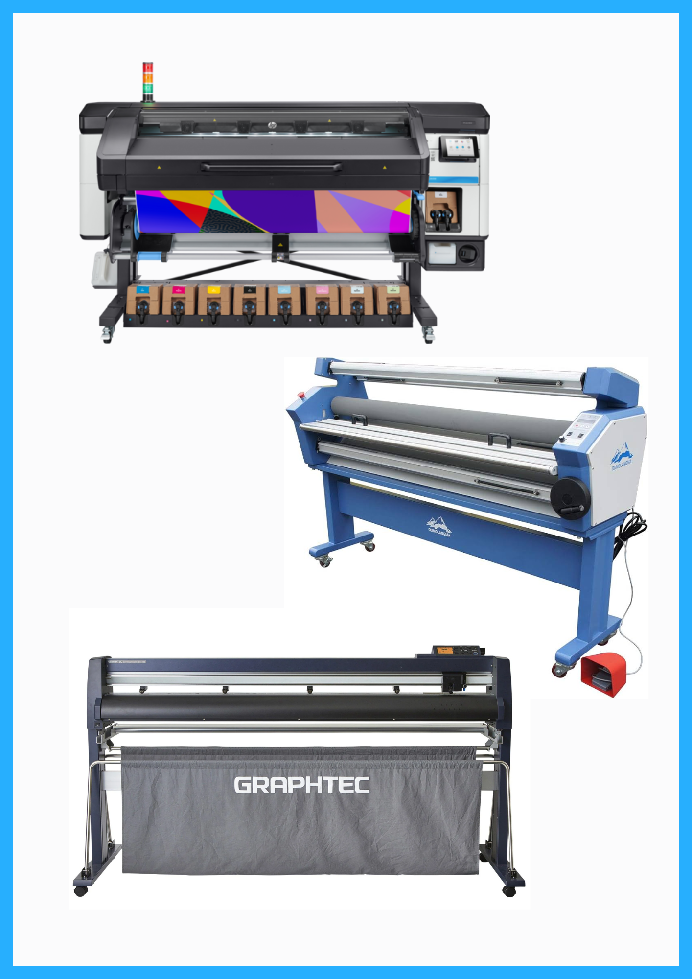 ON SALE - COMPLETE SOLUTION - HP Latex 800W 64&quot; Wide Format Printer - Refurbished (90 Days Warranty) + 64&quot; Graphtec FC9000-160 Wide Cutter - New + 63&quot; Full-auto Low Temp. Wide Format Cold Laminator - New