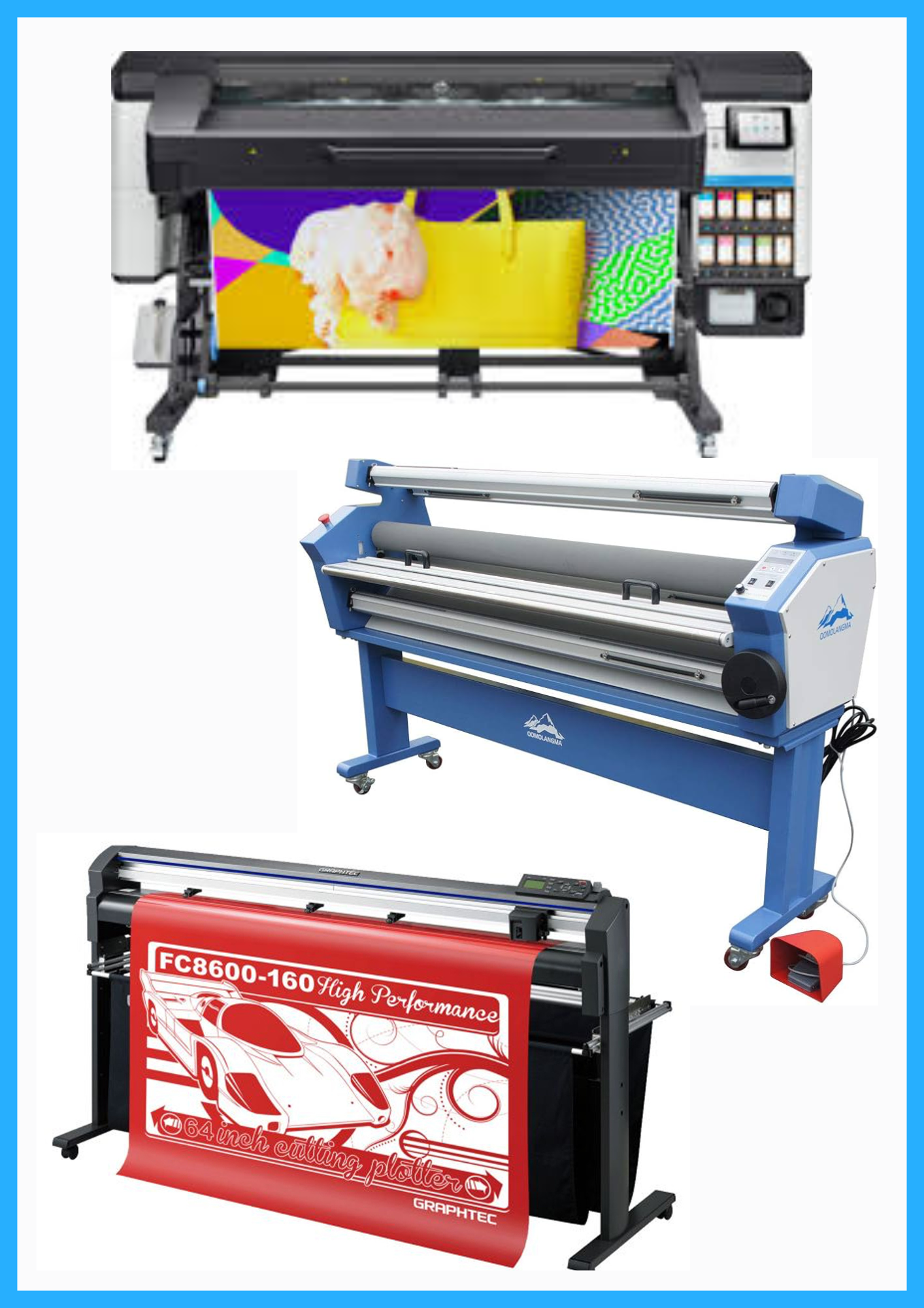 ON SALE - COMPLETE SOLUTION - HP Latex 700W 64&quot; Wide Format Printer / Refurbished (1 Year Warranty) + 64&quot; Graphtec FC8600-160 Vinyl Cutting Plotter - Refurbished (1 Year Warranty) + 55&quot; Full-Auto Wide Format Cold Laminator with Heat Assisted - New