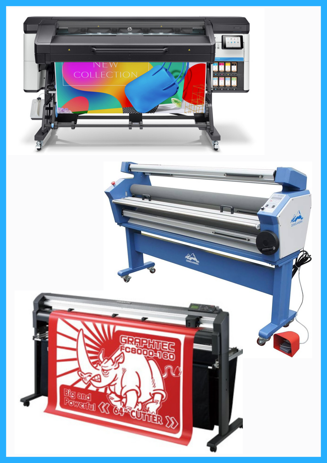 ON SALE - COMPLETE SOLUTION - HP Latex 700 64&quot; Wide Format Printer - Refurbished (1 Year Warranty) + 64&quot; Graphtec FC8000-160 Vinyl Cutting Plotter - Refurbished (1 Year Warranty) + 55&quot; Full-Auto Wide Format Cold Laminator with Heat Assisted - New