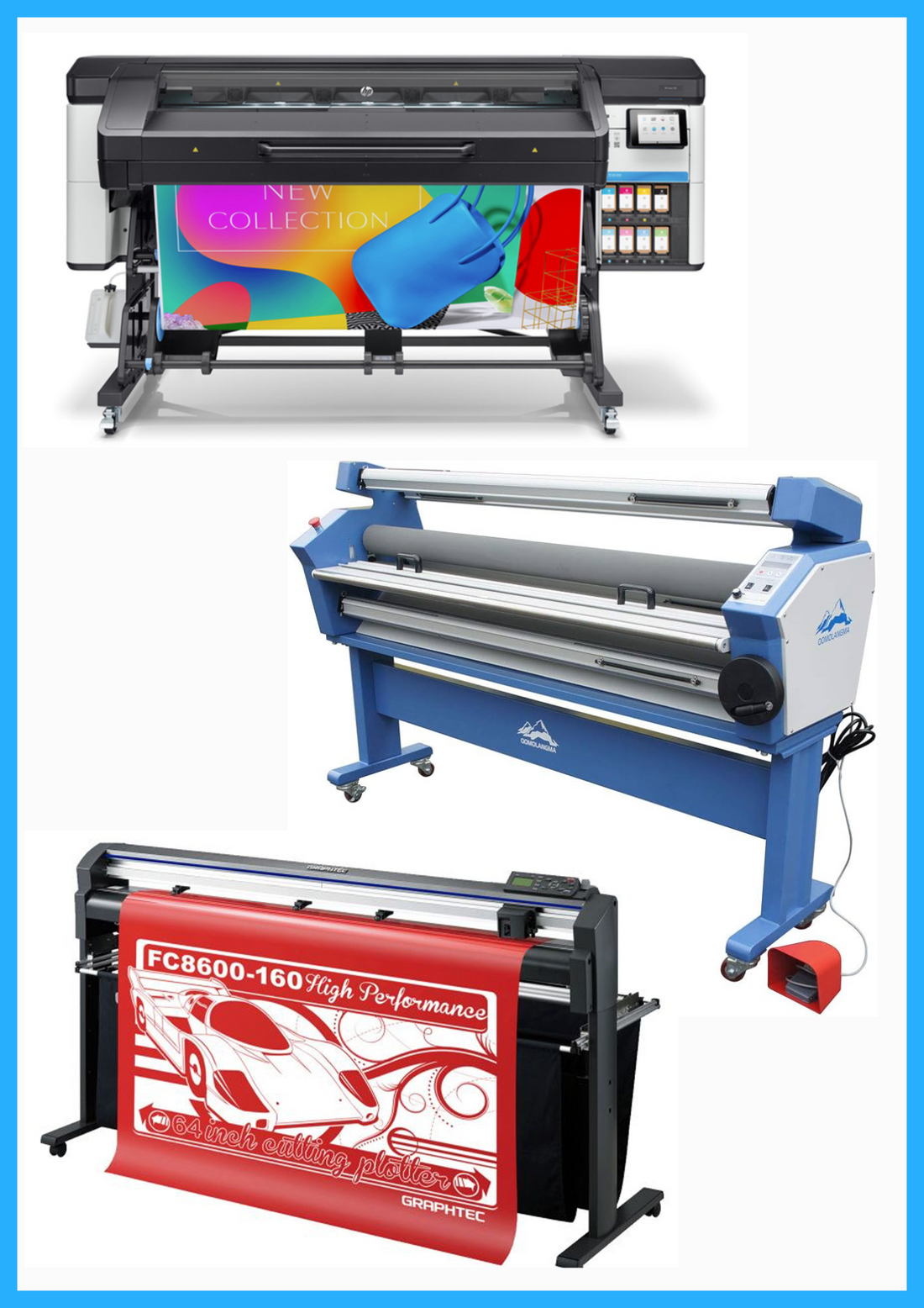 ON SALE - COMPLETE SOLUTION - HP Latex 700 64&quot; Wide Format Printer / Refurbished (1 Year Warranty) + 64&quot; Graphtec FC8600-160 Vinyl Cutting Plotter - Refurbished (1 Year Warranty) + 55&quot; Full-Auto Wide Format Cold Laminator with Heat Assisted - New