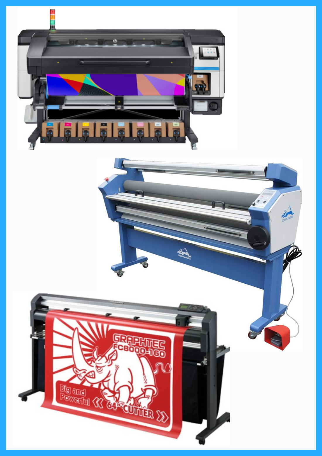 ON SALE - COMPLETE SOLUTION - HP Latex 800W 64&quot; Wide Format Printer - Refurbished (1 Year Warranty) + 64&quot; Graphtec FC8000-160 Vinyl Cutting Plotter - Refurbished (1 Year Warranty) + 55&quot; Full-Auto Wide Format Cold Laminator with Heat Assisted - New