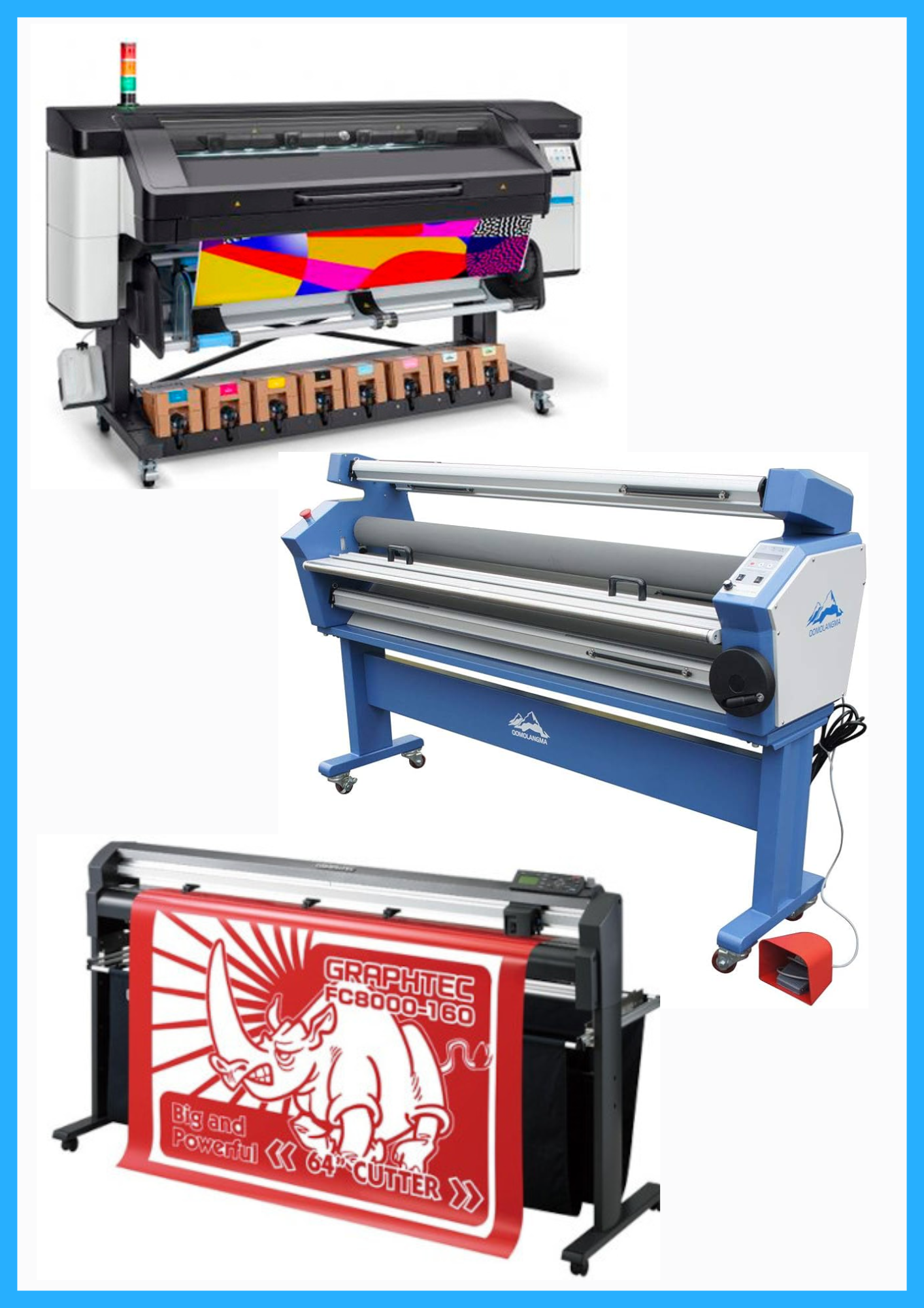 ON SALE - COMPLETE SOLUTION - HP Latex 800 64&quot; Wide Format Printer - Refurbished (1 Year Warranty) + 64&quot; Graphtec FC8000-160 Vinyl Cutting Plotter - Refurbished (1 Year Warranty) + 55&quot; Full-Auto Wide Format Cold Laminator with Heat Assisted - New