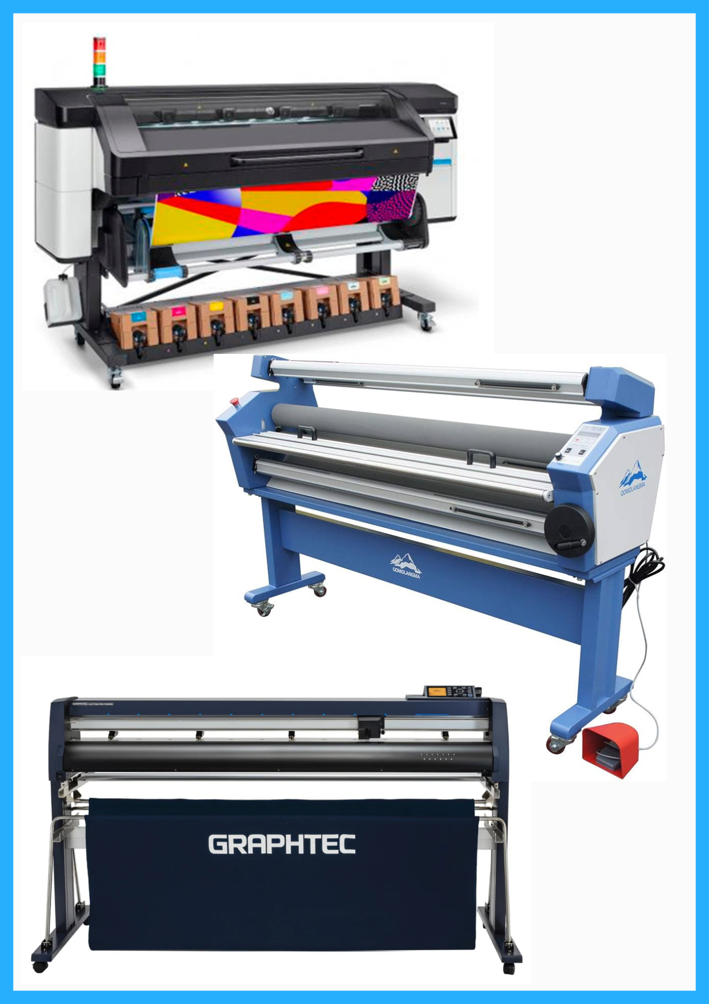 ON SALE - COMPLETE SOLUTION - HP Latex 800 64&quot; Wide Format Printer - Refurbished (1 Year Warranty) + 64&quot; Graphtec FC9000-160 Wide Cutter - New + 55&quot; Full-Auto Wide Format Cold Laminator with Heat Assisted - New